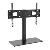 Soporte TV p/mesa 45kg, 32" a 65" Altura Ajustable, Base de Vidrio