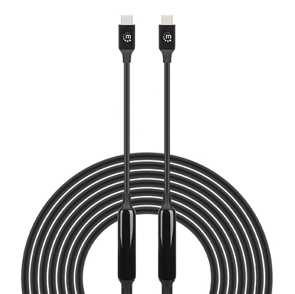 *Cable USB-C V3.2, C-C 5.0M Negro 10Gbps 3A Activo