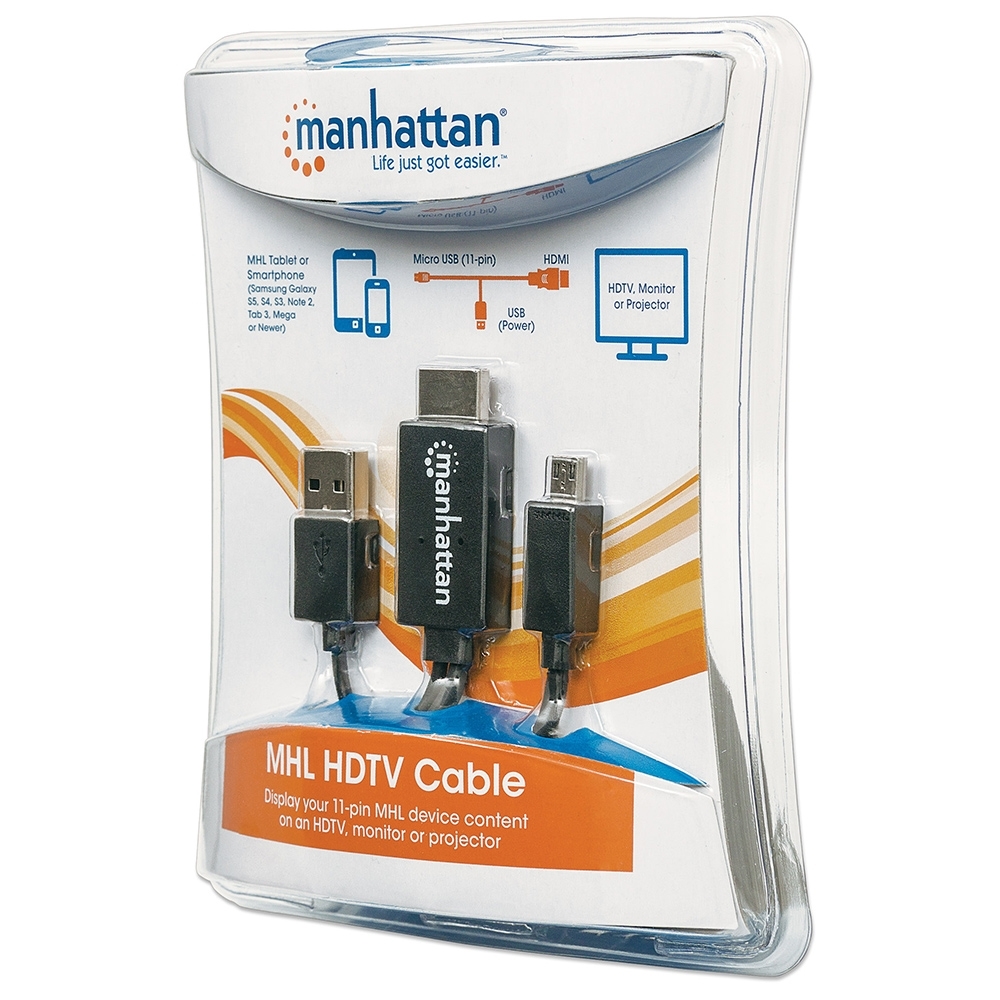 Cable MHL Manhattan Micro USB a HDMI, + USB-A P/Alimentacion, 151511