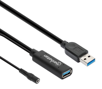 Cable USB V3.2 Ext. Tipo A 15.0M Negro, 5Gbps