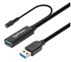 Cable USB V3.2 Ext. Tipo A 15.0M Negro, 5Gbps