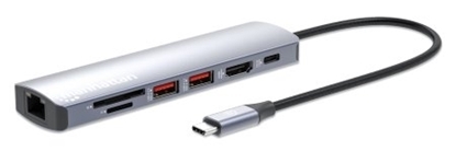 Estación Docking USB-C con lector de tarjetas, 7 en 1