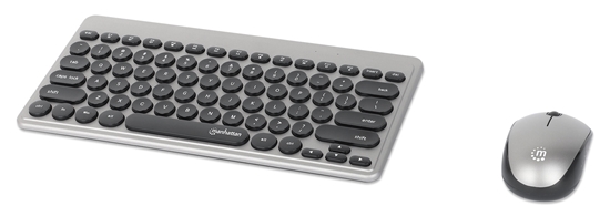 Teclado y Mouse Optico Inalambrico Negro & Plata Mini Combo