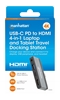 Docking USB-C  4 ptos, HDMI/USB-A/3.5mm/USB-C PD, Sin cable