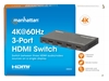 Switch HDMI 4K@60Hz, 3 entradas compacto negro