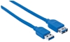 Cable USB V3.2 Ext. Tipo A  1.0M Azul, 5Gbps