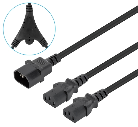 Cable de corriente en Y, 1xC14 a 2xC13,1.8m