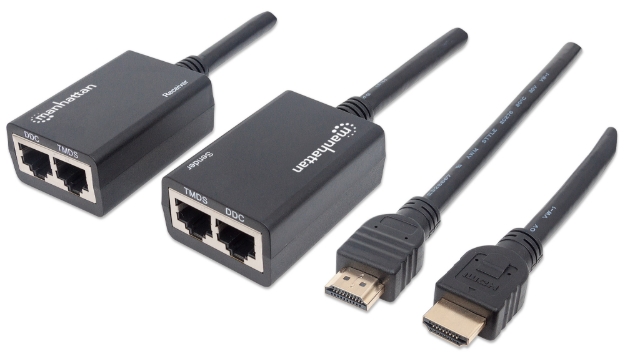 Imagen de Extensor HDMI sobre Ethernet 1080p con cables integrados