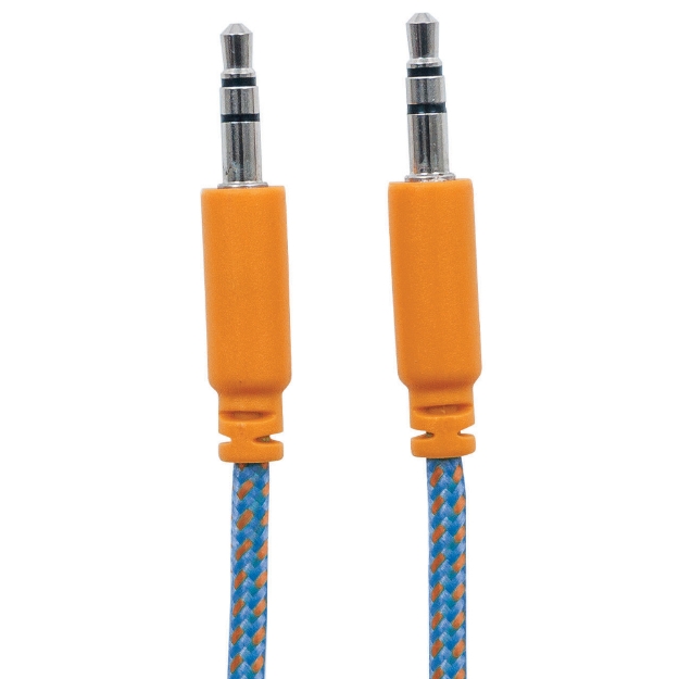 Imagen de Cable Audio Estereo 3.5mm M-M 1.8M Textil Azul/Naranja
