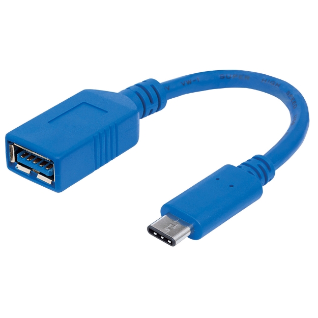 Imagen de Cable USB 3.2 Gen 1 Tipo-C Macho a Tipo-A Hembra, 5 Gbps, 15 cm