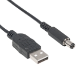 Imagen de Cable USB A-M Alim. 5.5mm 5V DC  1.0M, Negro