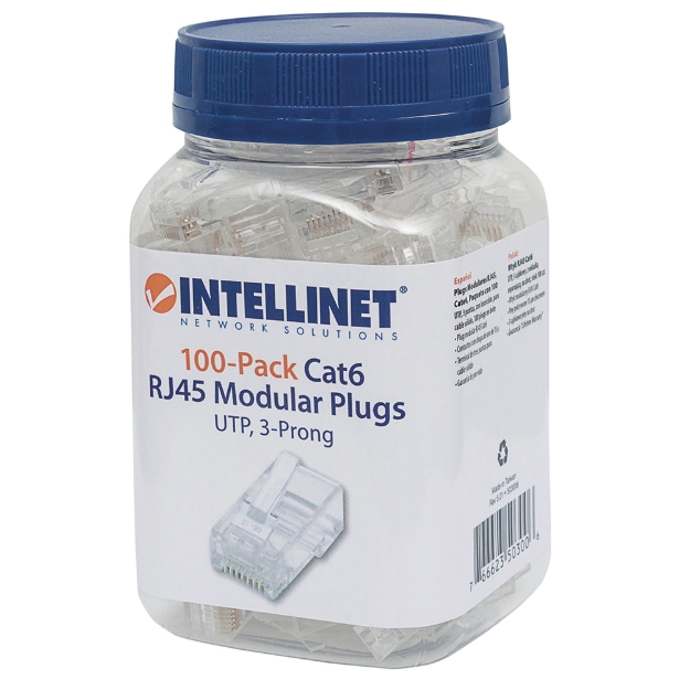 Imagen de Bote de Plugs Modulares RJ45 Cat6, 100 pzas