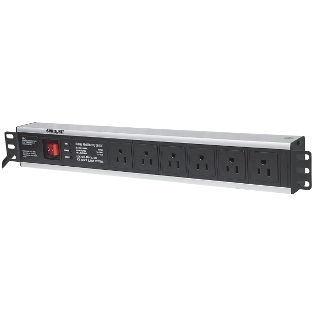 Imagen de Barra multicontactos de 6 salidas para montaje en 1.5 U de rack de 19" - Enchufes Tipo EU (NEMA 5)