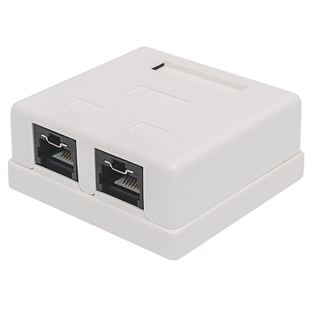 Imagen de CAJA PARA PARED ROSETA RJ45 CAT5e 2 Ptos C/BLOQUEO