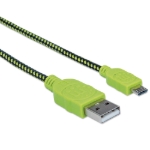 Imagen de Cable Micro-B USB 2.0 Negro/Verde, recubrimiento textil 1.8m 