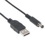 Imagen de Cable USB A-M Alim. 5.5mm 5V DC  1.0M, Negro