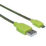 Imagen de Cable Micro-B USB 2.0 Negro/Verde, recubrimiento textil 1m 