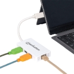 Imagen de Hub USB 3.0 Tipo-A de 3 puertos con adaptador Ethernet Gigabit | Cumple con TAA.