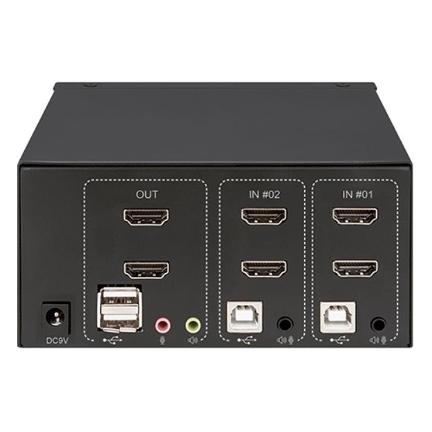Imagen de MUX KVM HDMI Doble Monitor 2:1,  4K@30Mhz USB2.0 Audio