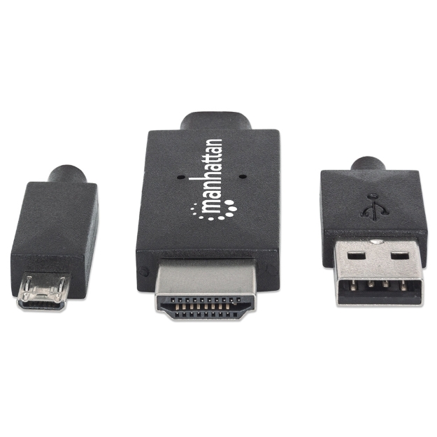 Imagen de Cable MHL Micro USB a HDMI, + USB-A p/alimentacion