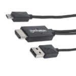 Imagen de Cable MHL Micro USB a HDMI, + USB-A p/alimentacion