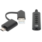 Imagen de Cable adaptador auxiliar de audio estéreo 2 en 1 USB-C y USB-A a 3.5 mm