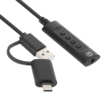 Imagen de Cable adaptador auxiliar de audio estéreo 2 en 1 USB-C y USB-A a 3.5 mm
