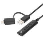 Imagen de Cable adaptador auxiliar de audio estéreo 2 en 1 USB-C y USB-A a 3.5 mm