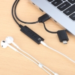Imagen de Cable adaptador auxiliar de audio estéreo 2 en 1 USB-C y USB-A a 3.5 mm