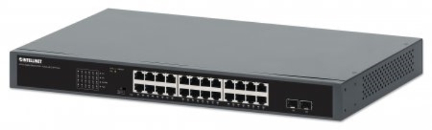 Imagen de PoE Switch GB 24 ptos 19" 30W/pto, 370W, 2 SFP Ports