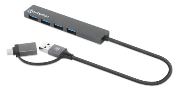 Imagen de Hub de 4 puertos USB-A 3.2 Gen 1 con conector adaptable de USB-A a USB-C