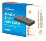 Imagen de Switch HDMI 4K@60Hz, 3 entradas compacto negro