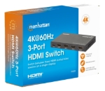 Imagen de Switch HDMI 4K@60Hz, 3 entradas compacto negro