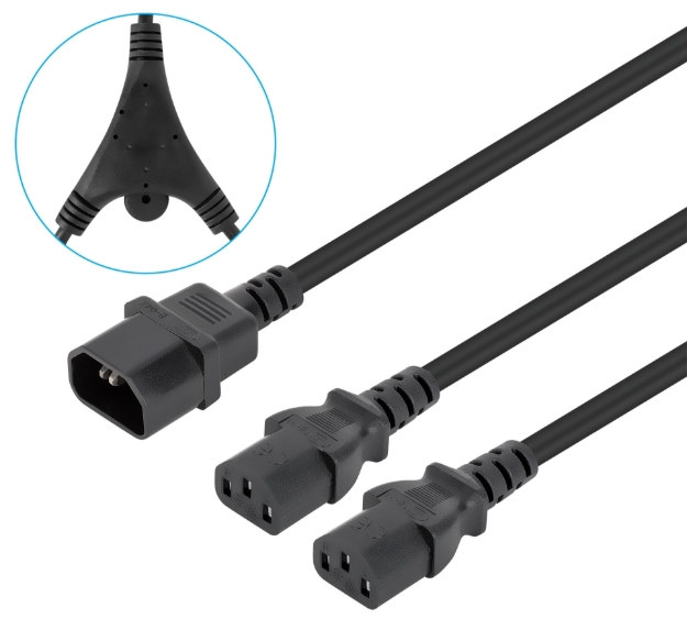 Imagen de Cable de alimentación divisor en Y, un conector C14 a 2 x C13, 1.8 m